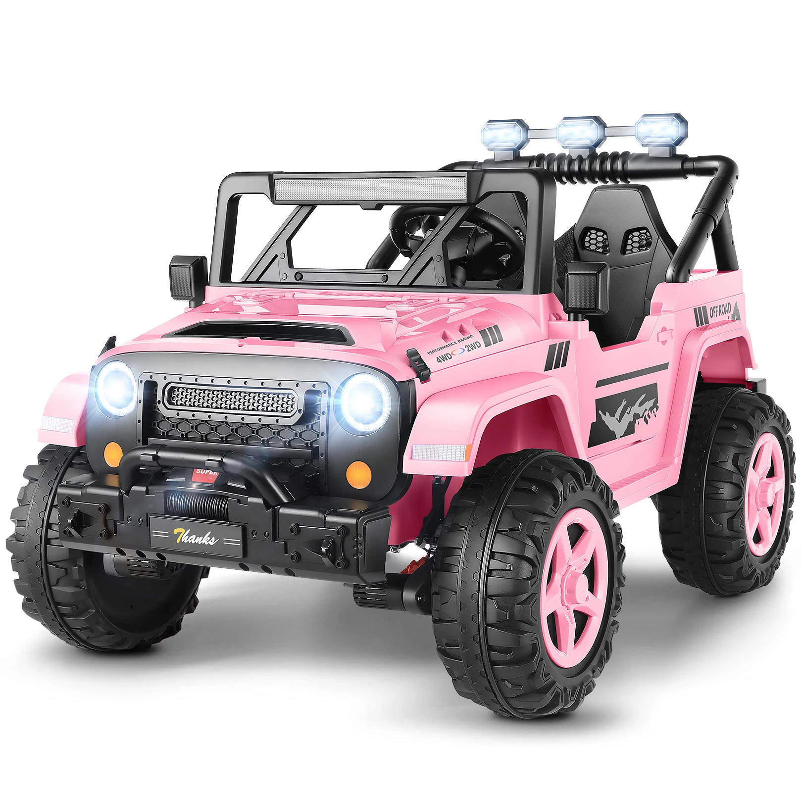 Voiture Électrique 2 Places 24V pour Enfant, Jouet avec Batterie 62, Camion avec Musique et Lumière LED, 4x4 W/ 4x200W