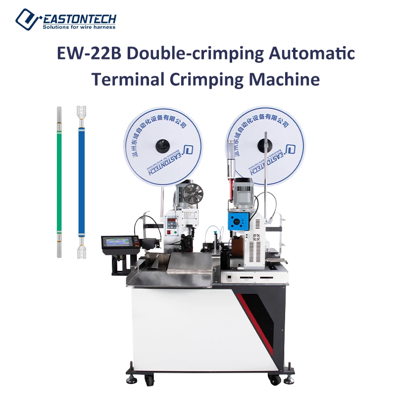 EASTONTECH EW-22B Heavy Duty Electronic Double Head Fully Wire Cutting Stripping And Terminal Crimping Machine For AWG32-AWG18