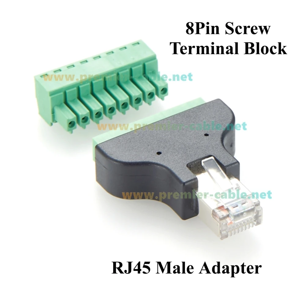 RJ45 Male to 8Pin Screw Terminal Block Adapter RJ45 8P8C Ethernet Terminal Breakout Connector Solderless Quick Release Converter