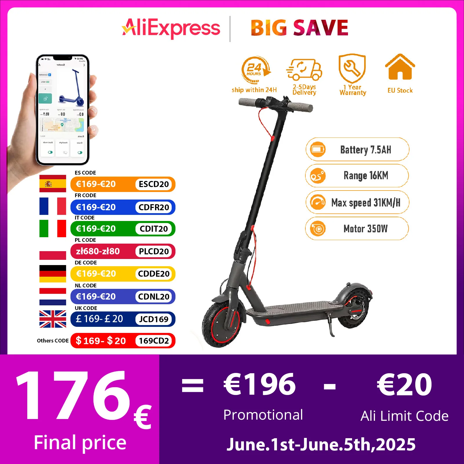 Juice ease tuya 350w Elektro roller 16km Reichweite Elektro roller 36v 10.4ah Batterie 31 km/h App