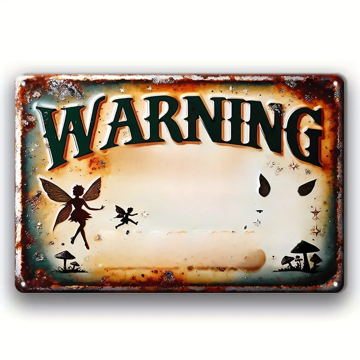 Vintage Country Fee Waarschuwingsbord: Niet Knoeien Met Feeën-7.9 "X 11.9" (30Cm X 20Cm)-Muurmonteerbaar, Weerbestendig - afbeelding 2