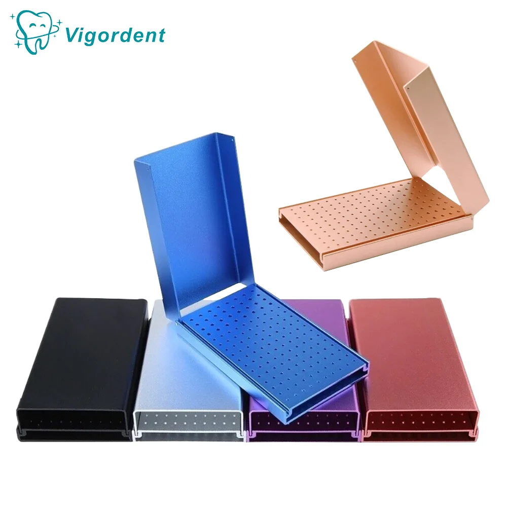 Vigordent 6Pc 152 Holes ental Burs Holder Burs Cleaning Stand Box Case Autoclave Aluminum Sterilizable for FG RA Burs Dentistry