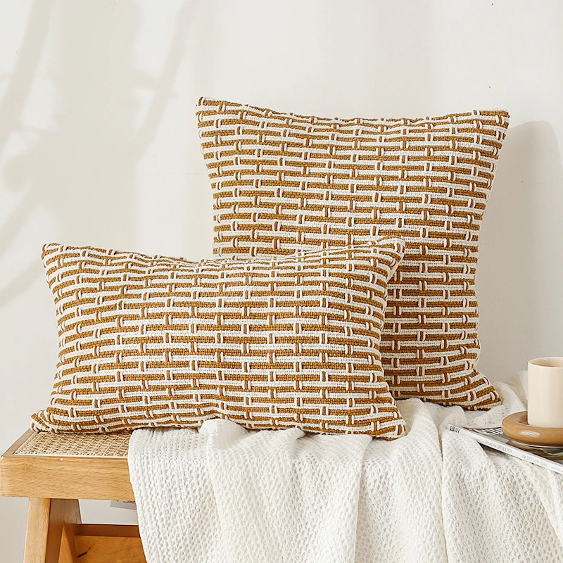 

Woven cushion cover 45x45cm 30x50cm Cotton Woven Texture pillow cover Handmade for Home decoration Sofa Bed Couch Living Room