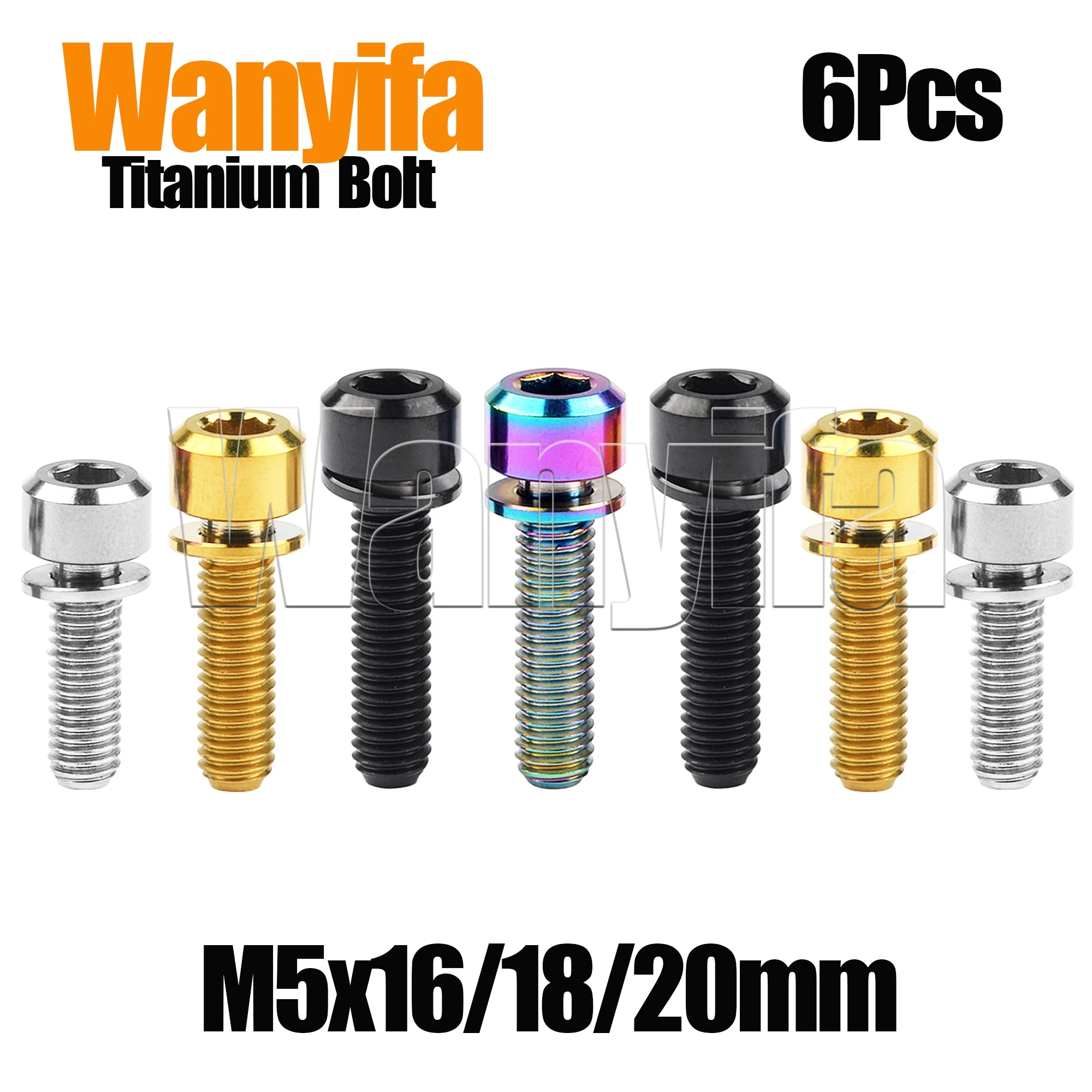 

Wanyifa Bike Handlebar Bolt M5x16/18/20mm Cylindrical Head Screw with Gasket for Bicycle Stem 6Pcs