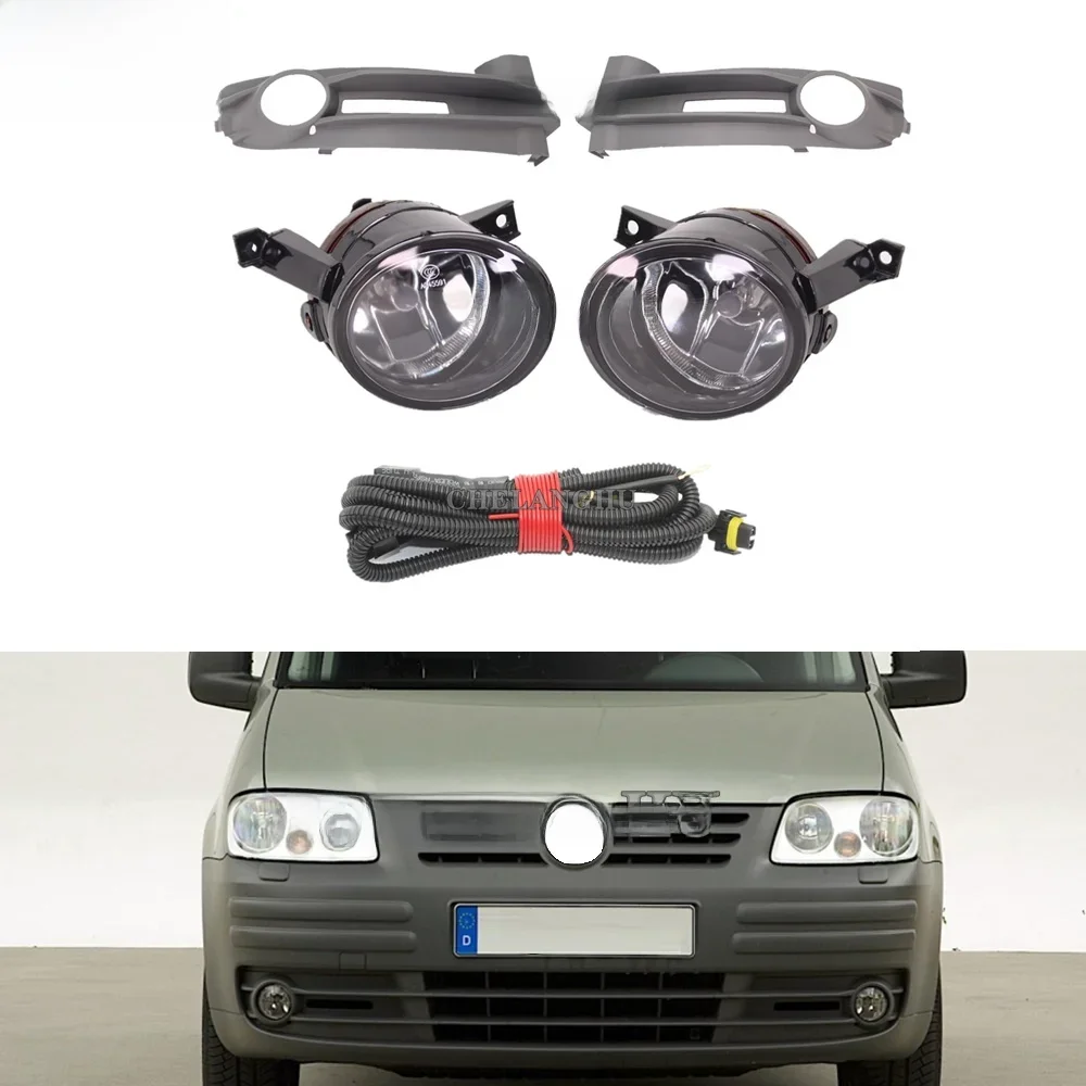 Dla VW Caddy 2003 2004 2005 2006 2007 2008 samochód stylizacji przedni zderzak przeciwmgielne światło przeciwmgielne + lampa przeciwmgielna osłona na maskownicę + drut — zdjęcie 2
