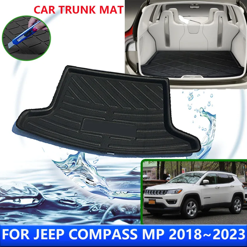 

For Jeep Compass MP 2018~2023 2019 2020 2022 Car Rear Trunk Protector Pads Auto Waterproof Liner Anti-Fouling Mats Accessories