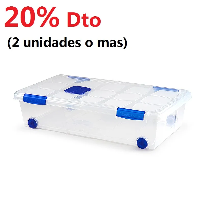 Caja De Almacenamiento, Transparente, Con Ruedas 30 Litros 73X41X18 Cm