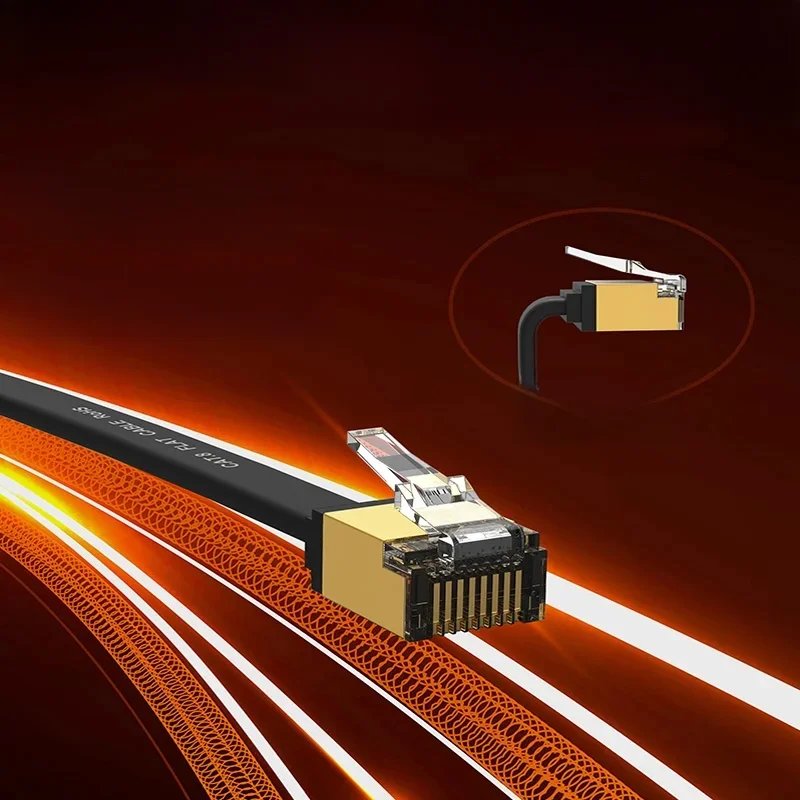 CYANMI-Câble Ethernet CAT8, 40Gbps, réseau LAN tressé en nylon, pour modem PC, ordinateur portable, routeur PS 5, RJ45 plat Cat 8