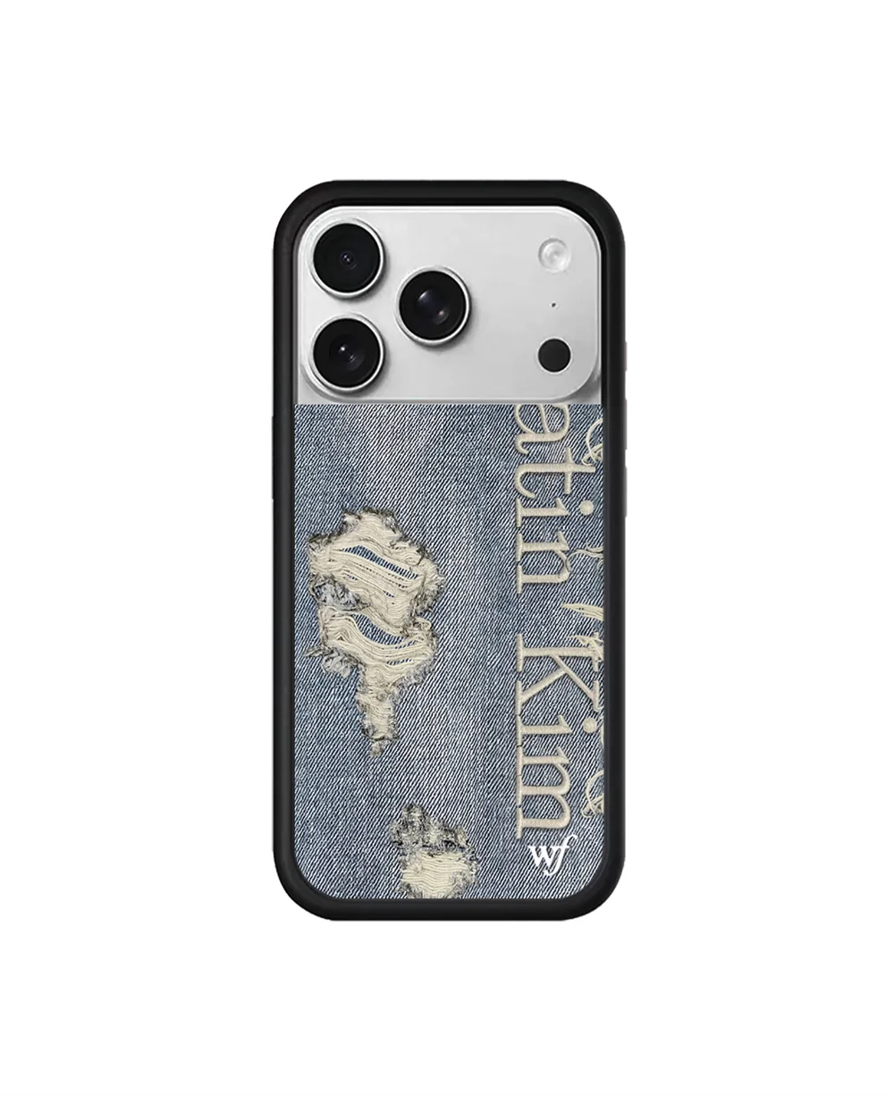 2025 جديد Wildflower الدنيم منقوشة جراب هاتف آيفون 12 13 14 15 16 17 غطاء 17 برو ماكس 16 زائد الهواء ثلاثية الأبعاد WF الكرز الكرتون Funda