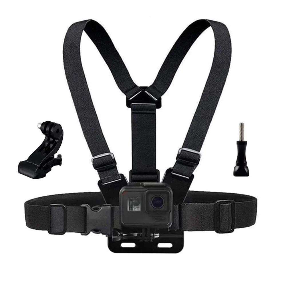 Correia Peito Ajustável com J Gancho, Arnês de Montagem, Acessórios para Câmaras de Ação, Compatível