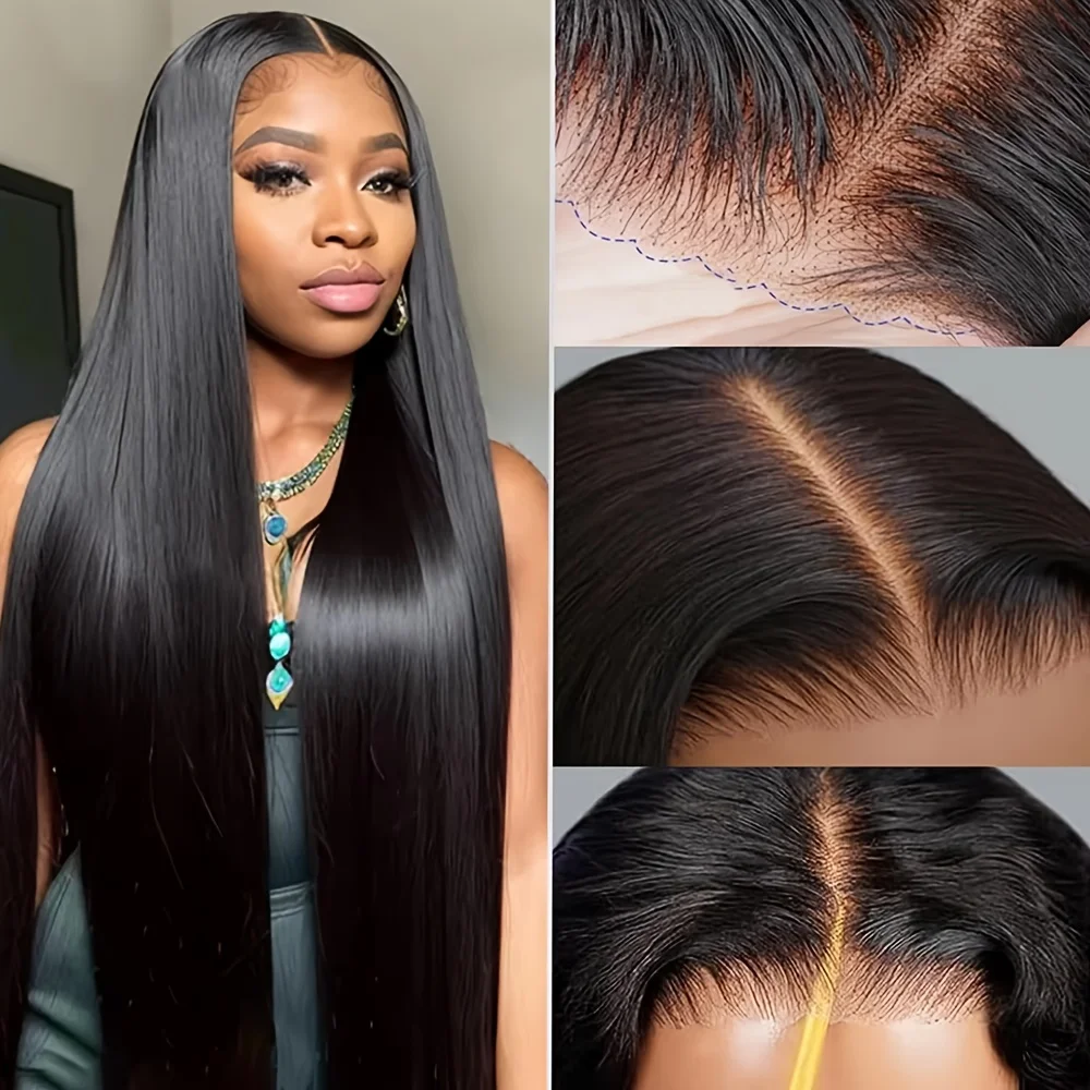 

Boutique 180 Density Bone Straight Human Hair Wigs 13x6 HD Lace Front Wig 30 Inch Straight Glueless 13x4 closure Wig For Women