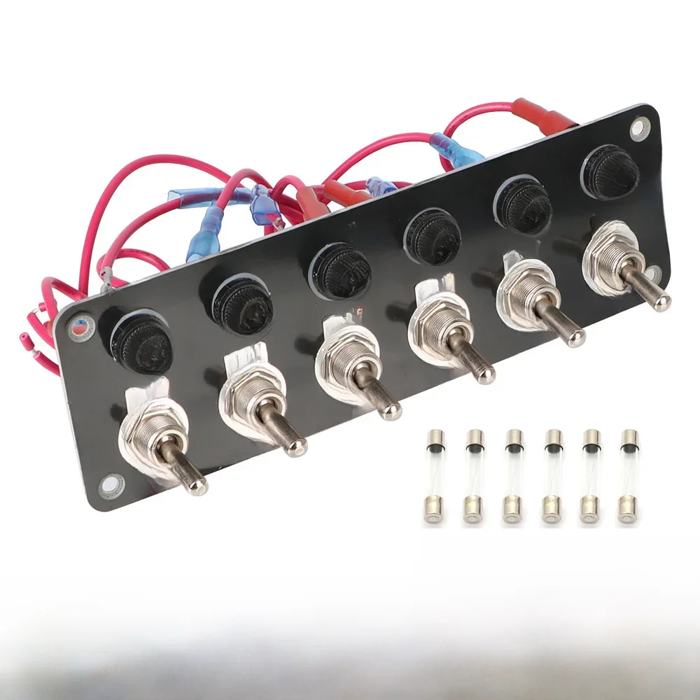 Panneau lumineux à bascule 12V 24V, 6 boutons à bascule, disjoncteur de fusible 10A, ensemble étanche, accessoires de voiture de course pour bateau, camion marin