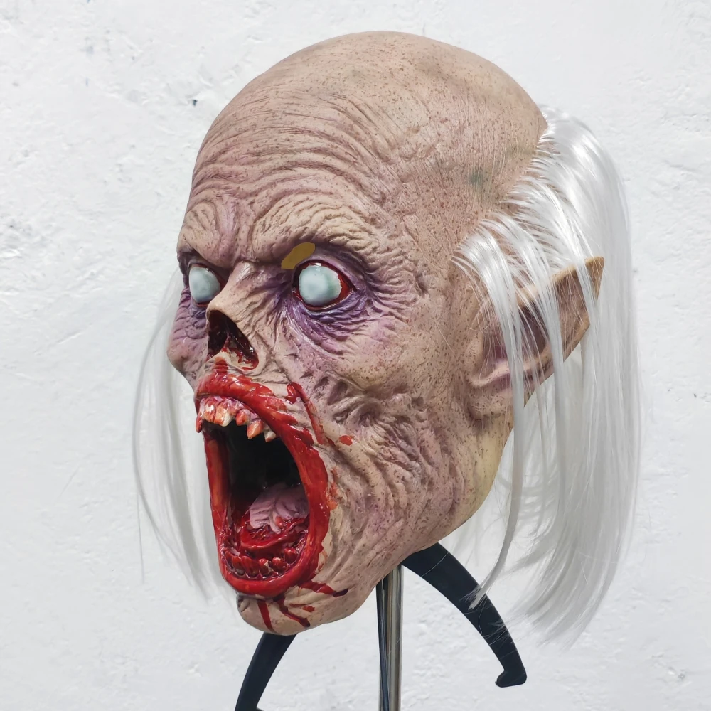 Maschera da vampiro Zombie insanguinate Infezione Persona Copricapo Spaventoso Demone Mostro Maschera Halloween Horror Costume Party Scherzo raccapricciante Prop