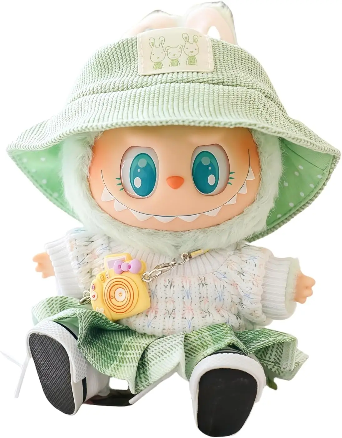 Clothes for Labubu(NO Doll), Hat & Overalls Set for 17cm Labubu Accessories Suit, Cute Clothes for Labubu Dress up Unique Style image 2