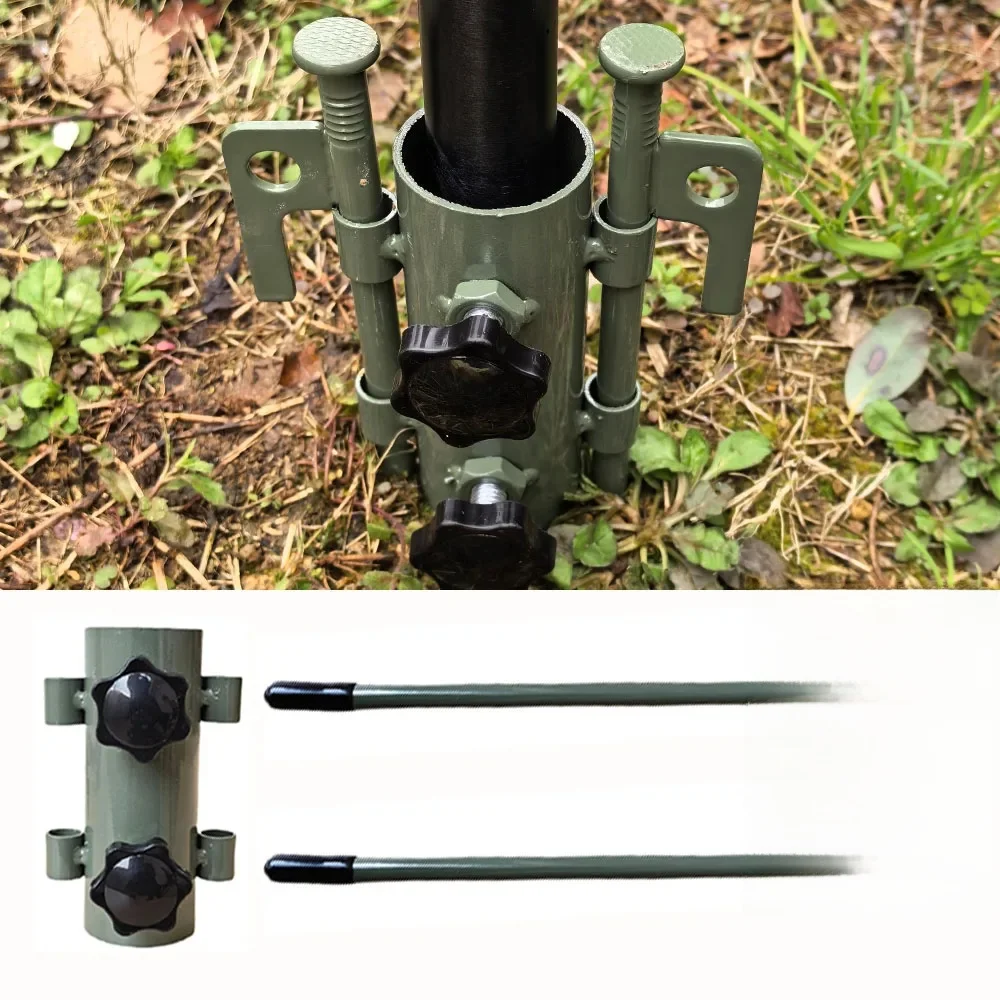 Poteau d'auvent de Camping en plein air, Tube fixe, support d'auvent de tente réglable, support de tige d'auvent renforcé résistant au vent et clou de piquet