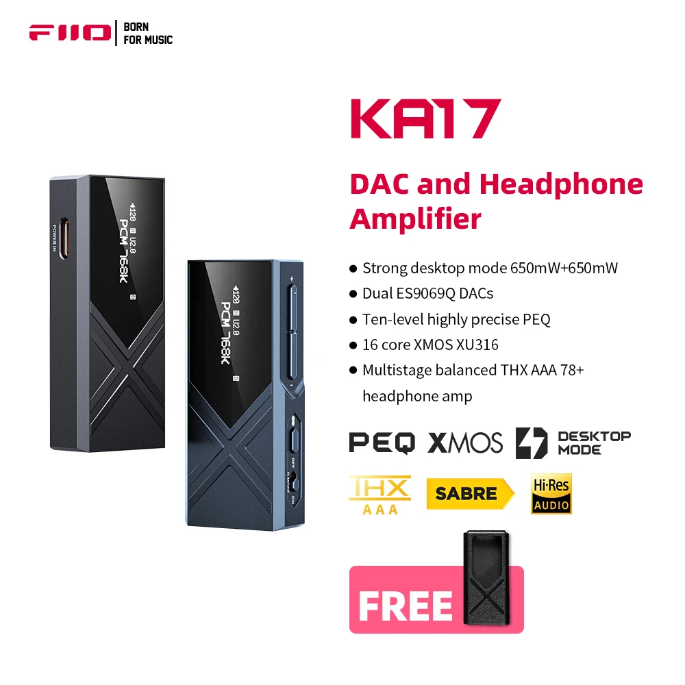 Портативный USB DAC аудио Hi-Fi декодер FiiO KA17, двойной ES9069Q PCM768 DSD512 3,5/4,4 мм выход для Android iOS Mac Win10