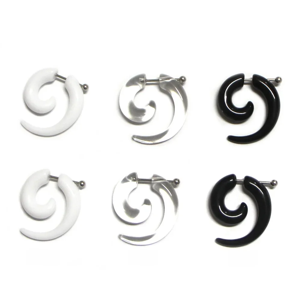 2 sztuki Męskie Damskie Modne Nowe Sztuczne Spiralne Rozszerzacze do Uszu Ślimakowe Czarne 3/4/5/6/8 mm Biżuteria do Ciała Kolczyki do Uszu — zdjęcie 2