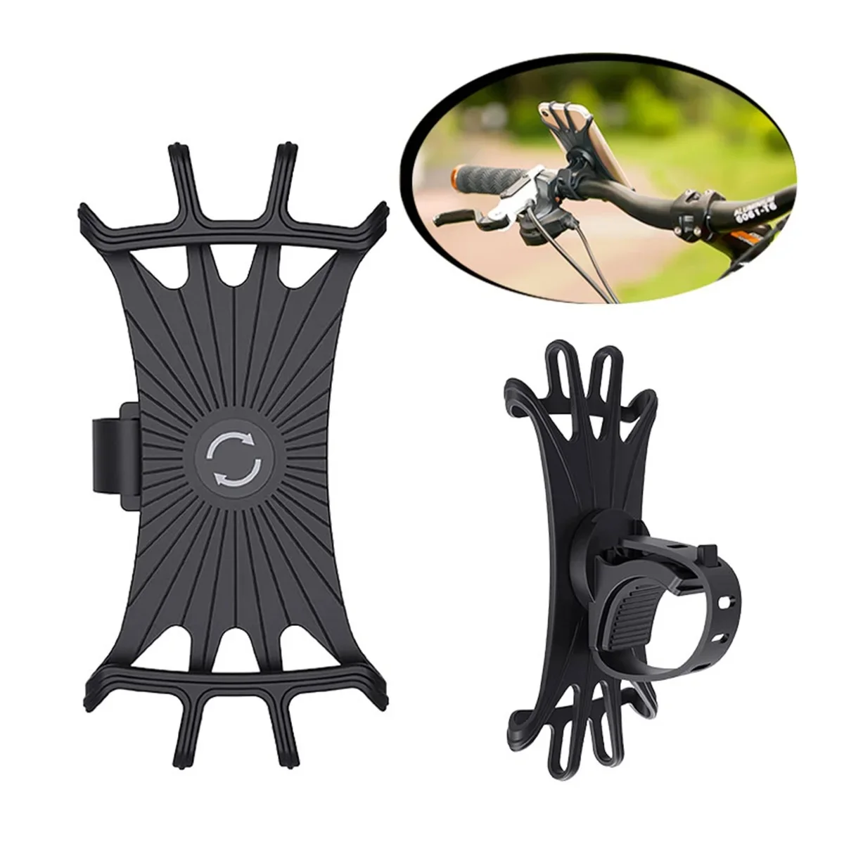 AliExpress Universal Silicone Bicycle Phone Holder Removable Shockproof Rotatable Motorcycle Mount Handlebar