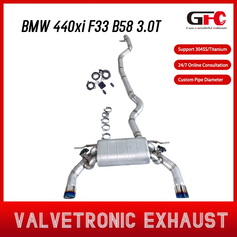 

Catback Exhaust System with Electronic Valve for 2018 BMW 440xi F33 3.0T SS304 Stainless Steel High Performance Exhaust System