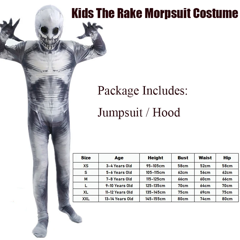 Boys Horror Skull Zombie Halloween Costume Kids The Rake Costume