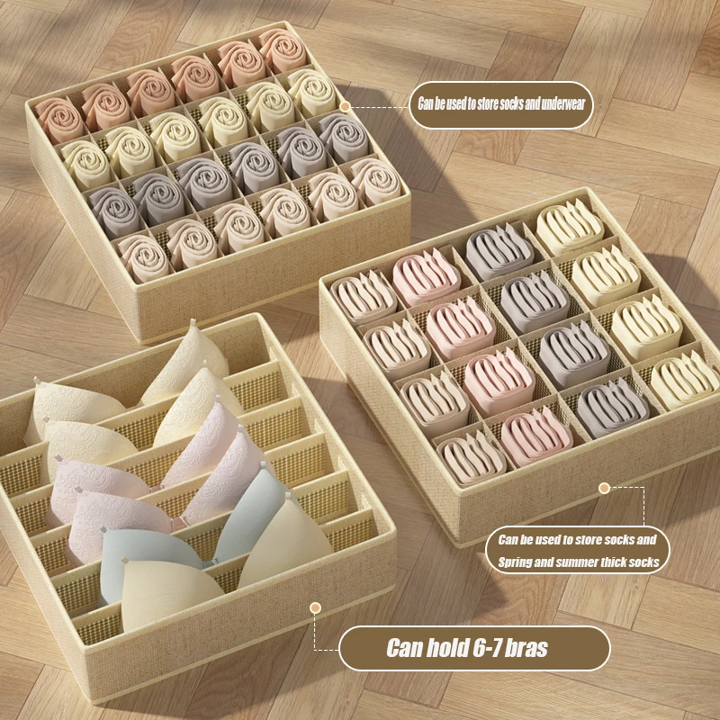 1-2 Stuks Ondergoed Opbergdozen Sokken Kleding Organizer Niet-geweven Stof Lade Type Slipje Driedelige set Box Box Thuis