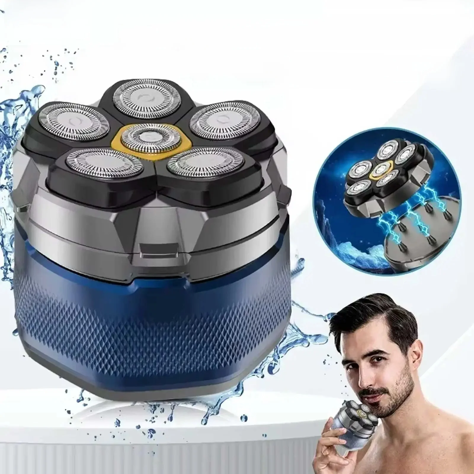 Tinsol titane électrique tête rasoir pour hommes chauve 6D magnétique rasoir tondeuse à cheveux LED Rechargeable étanche visage coupe de cheveux