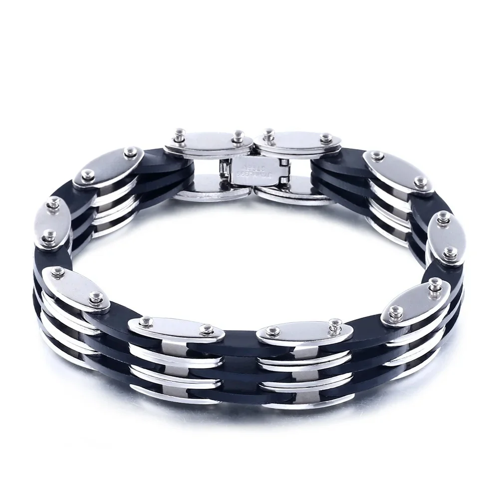 AliExpress liujun 2024 Trend Jewelry Classical Stainless Steel Bicycle Chain Bracelet Combination Cuff Bracelet Men's