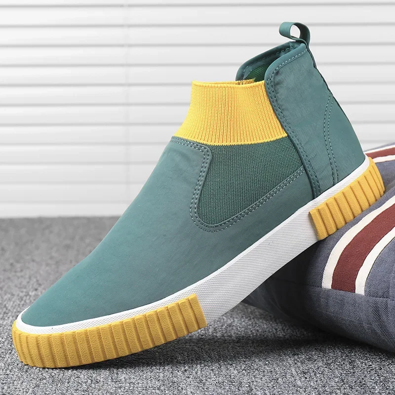 New High Top Men Shoes Flats Slip on Casual Shoes Male Canvas Shoes Plimsolls Espadrilles Man Trainers Zapatillas Hombre — zdjęcie 2