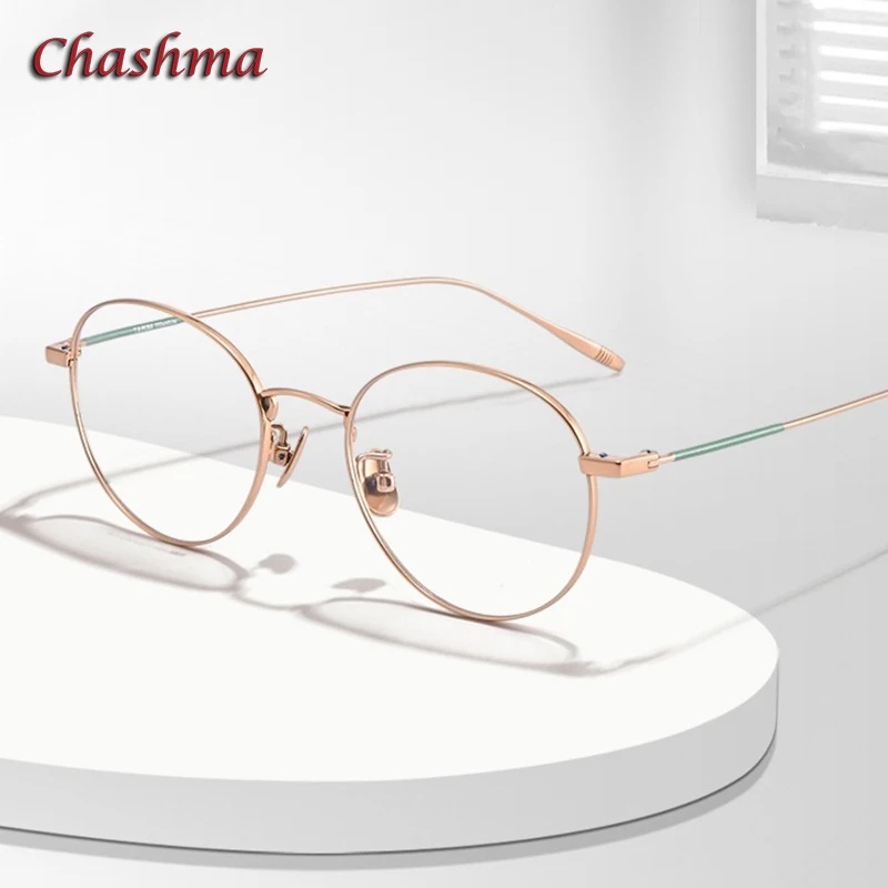 Chashma Prescription Glasses Women Round Fashion Elegant Optical Eyewear High End Ultra Light Pure Titanium Men Gafas Frames