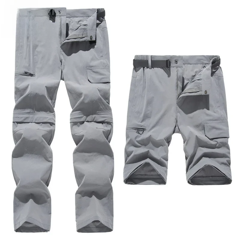 NUONEKO nowe elastyczne męskie spodnie do wędrówek pieszych Outdoor Sport lato szybkie suche wodoodporne odpinane Camping Trekking wspinaczka Cargo Pants — zdjęcie 2