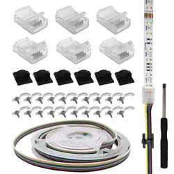 RGBCCT 6 Pin LED Streifen Anschlüsse mit Verlängerung Kabel 6 Pack 12mm LED Streifen RGBCW zu Draht Solderless Transparent track Beleuchtung