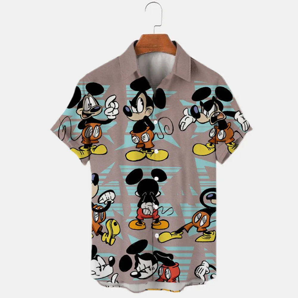 Disney Anime Cartoon Print Revers Chemises pour hommes, Designer, Été, Nouveau, Mignon, Y-Print, 2022