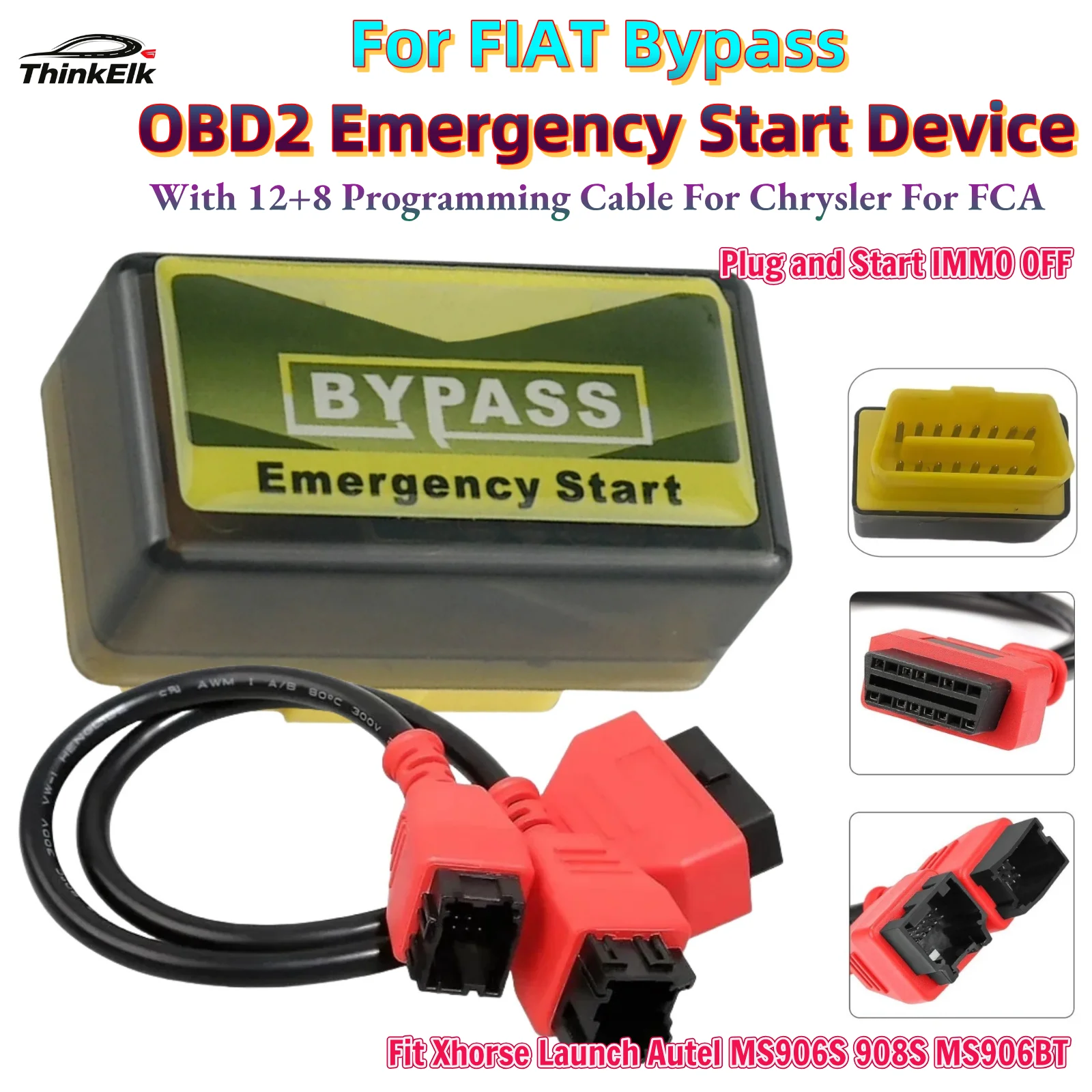 For FIAT Bypass Emergency Start Device Emulator Plug and Start For Chrysler For FCA IMMO OFF With 12+8 Programming Cable For FCA