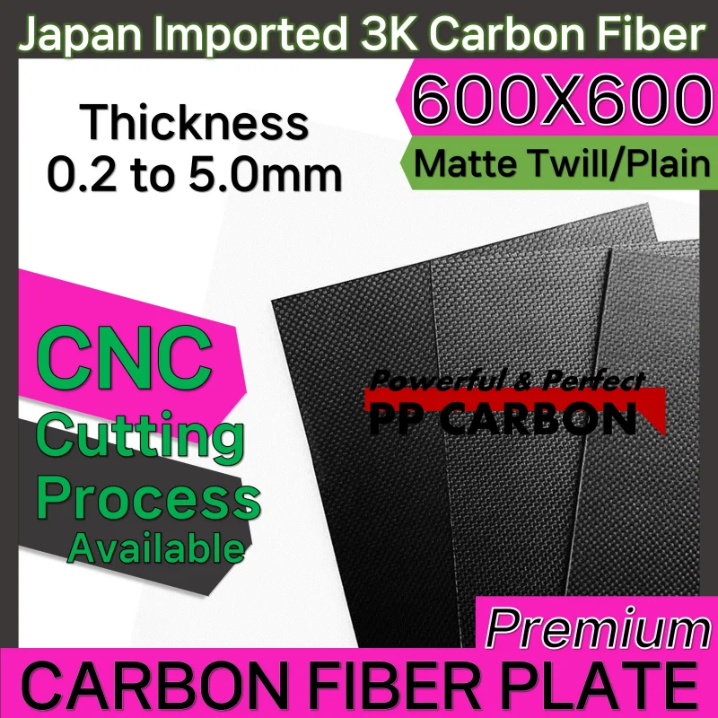 600x600mm Carbon Fiber Plate Panel Sheets for CNC Machining 1mm 1.5mm 2mm 2.5mm 3mm 4mm 5mm Carbon Board for RC Airplanes