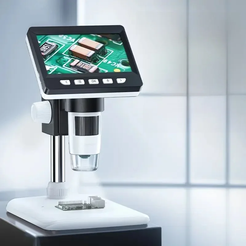 4.3'' Digital Microscope 1000X Zoom 2MP HD Electronic Microscopes Camera Coin Magnifier for Soldering Phone Repair 8LEDs PCB