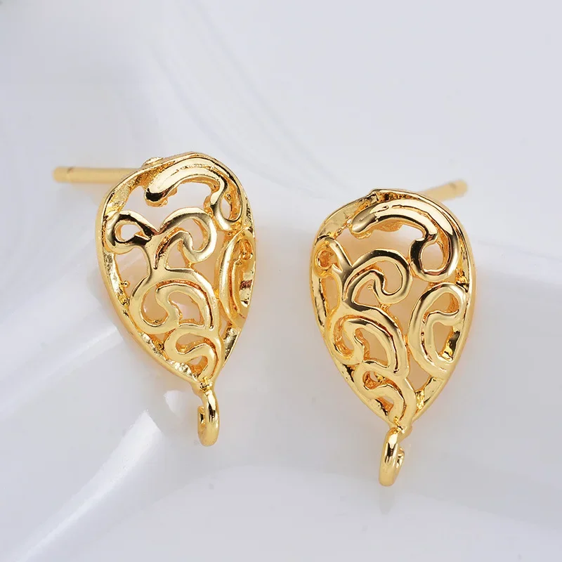 (1987) 6 SZTUK 7,5x13MM Pozłacane 24K Złotem Mosiężne Kolczyki Sztyfty w Kształcie Kropli Wysokiej Jakości Akcesoria do Tworzenia Biżuterii DIY — zdjęcie 2