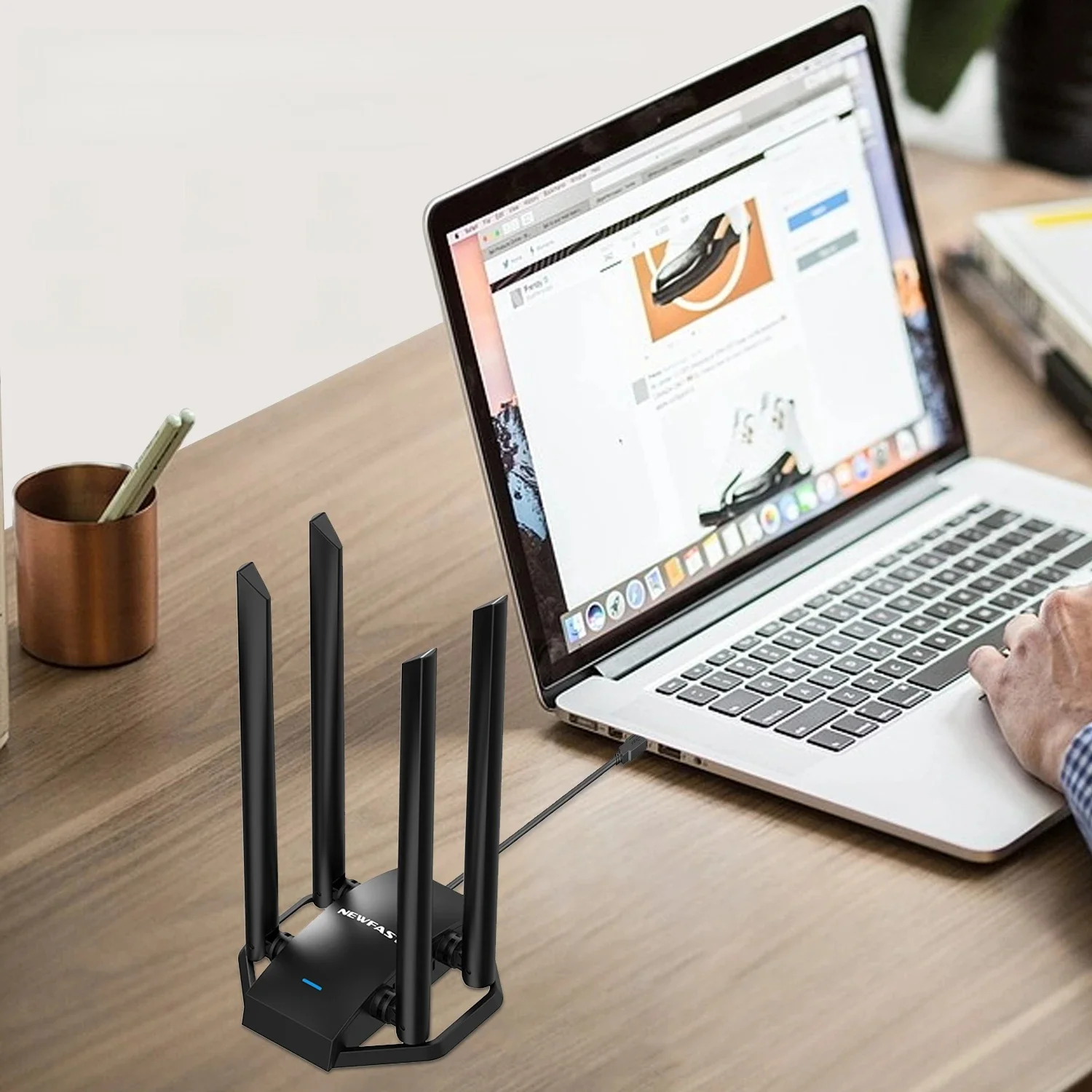 COMFAST 1300Mbps Adapter Wifi USB 5G+2G Kali Linux Dongle Karta Sieciowa 4 Anteny Do PC Adapter Cle Lan Laptop Odbiornik Win7 8 — zdjęcie produktu 7
