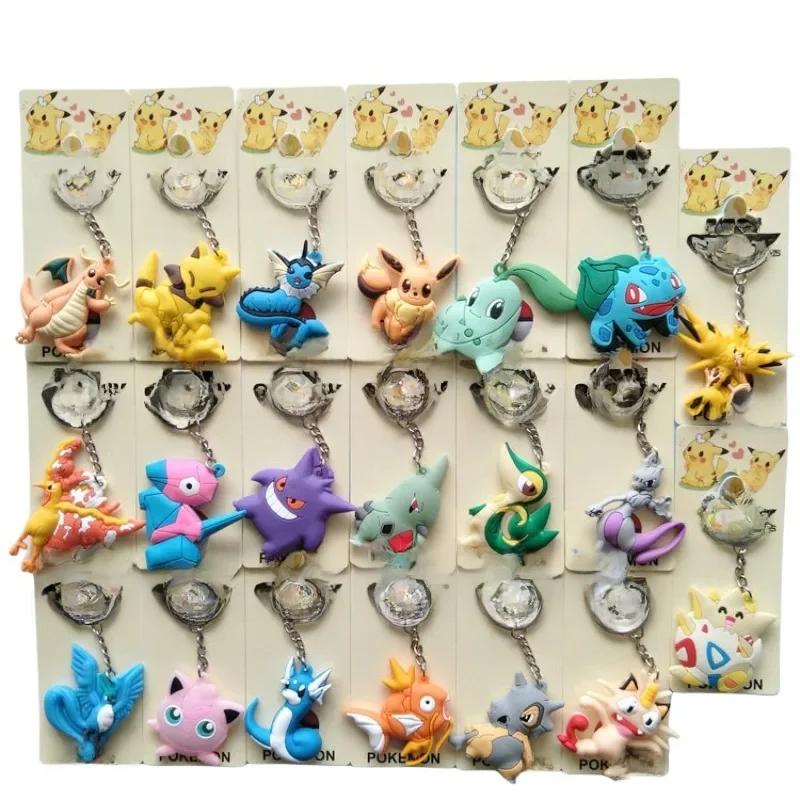 Porte-clés en alliage de silicone Pokemon Anime Marowak, Abra, Gengar, Ponyta, Porygon, accessoires de sac, pendentif, cadeaux d'anniversaire