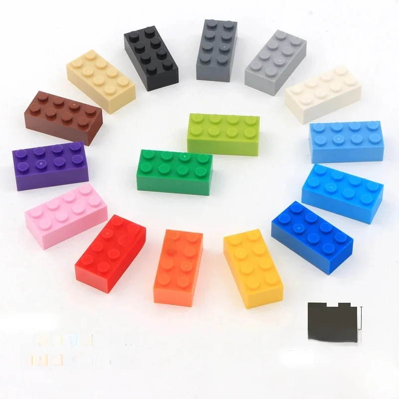 Blocs de construction à 2x4 points, 200 pièces, figurines épaisses, briques éducatives, taille créative, compatibles avec 3001 jouets en plastique pour enfants