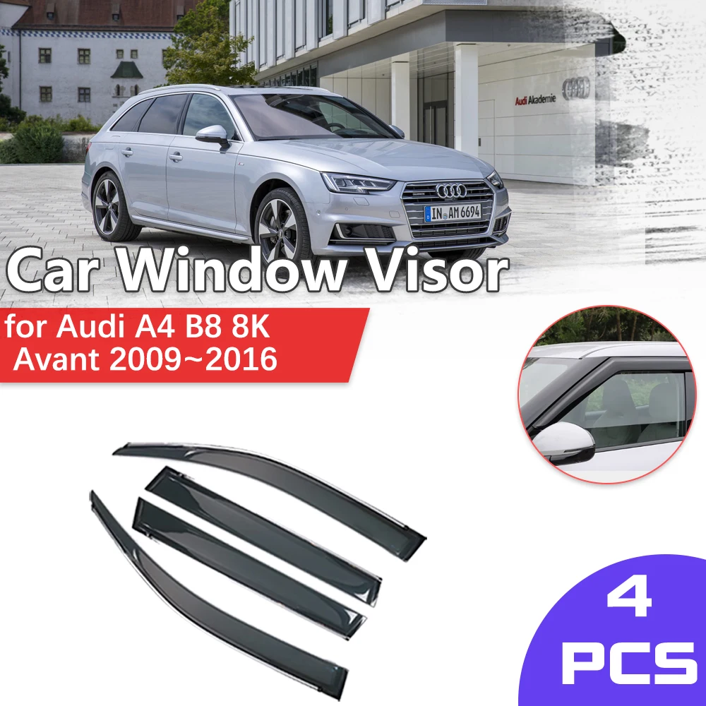 Car Window Visor for Audi A4 B8 8K Avant 2009~2016 2010 2011 Rain Eyebrow Shelter Vent Awning Smoke Deflector Guard Accessories