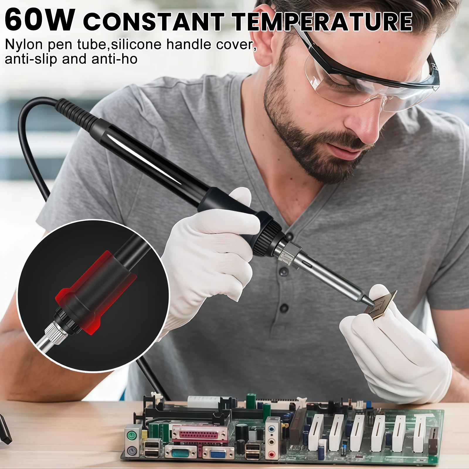 700W 8586 Lötstation mit Digitalanzeige, Elektrischer Lötkolben, Heißluftpistole, Schweißgerät 2-in-1 Reparaturwerkzeug – Detail 6