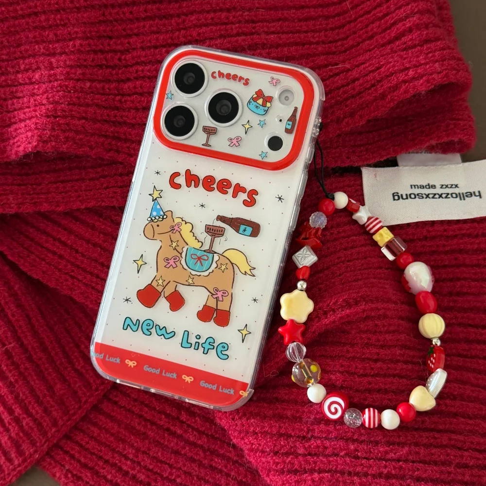 

Cute cartoon line bow star pony phone case for iPhone 17 16 ProMax 14 15 Pro cover Korean INS fashion shockproof protective case