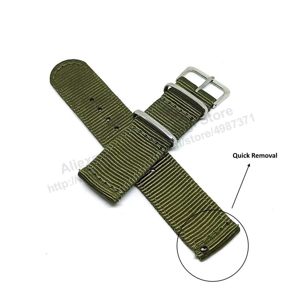 Fits/For Seiko 5 4R36-04B0 - SRP663J1 , 4R37-01D0 - SSA299K1 -  Fits with Green Nylon Knit textile Replacement Watch Band Strap