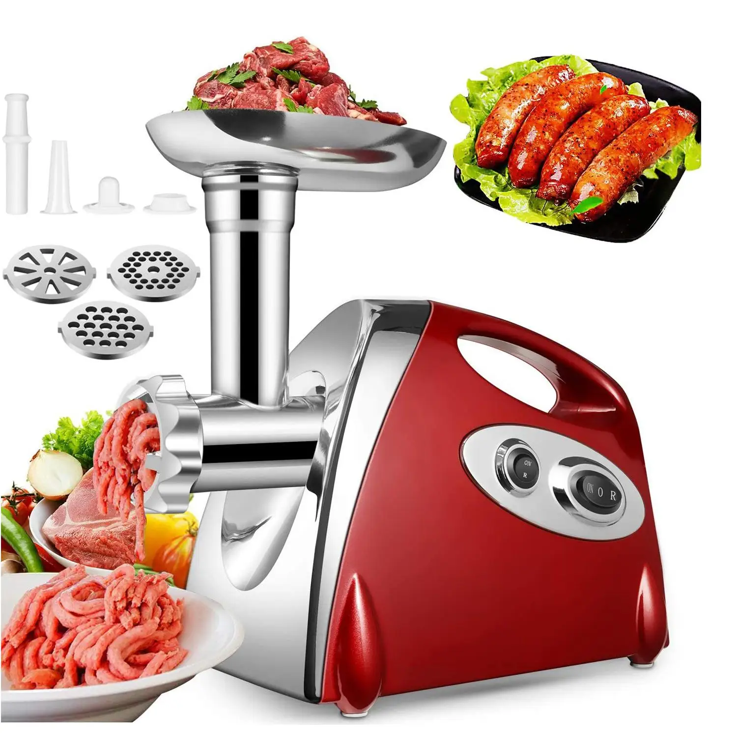 Hachoir à viande électrique 2800W, puissant, robuste, en acier inoxydable, pour saucisses et préparation culinaire