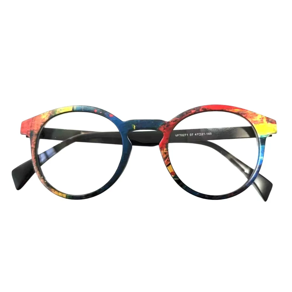 Vintage Women Round Glasses Frames Men Optical Eyeglass Frame TR90 Eyewear Fashionable Rainbow Prescription Eyewear Lightweight