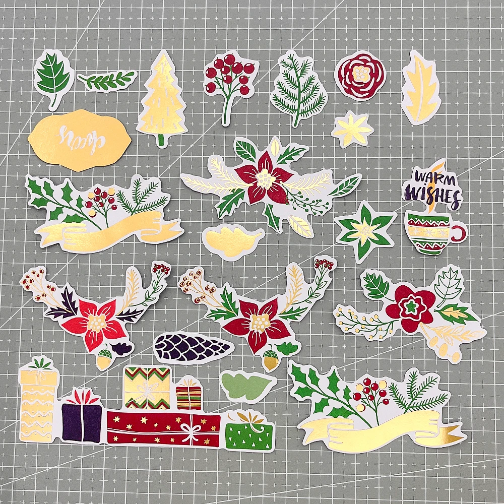 Creative Path Goldfolien-Weihnachts-Journaling-Stanzformen, Weihnachtsbaum-Scrapbooking-Stanzformen, Ephemera-Verzierungen für Bastelarbeiten – Detail 2