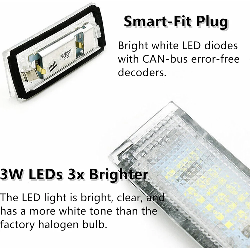 2Pcs 6500K 3528 SMD LED License Number Plate Lights White Canbus Error Free for BMW 3-series E46 1998-2005 3 4 5 Doors 12V
