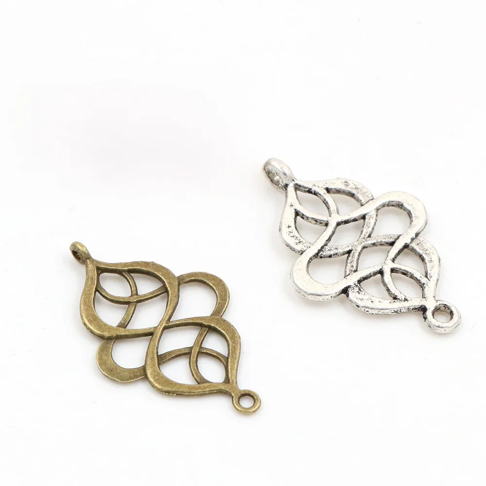 27x18mm 20 sztuk Antique Silver Plated i brąz Plated mody złącze ręcznie robiony wisiorek: DIY dla bransoletka naszyjnik — zdjęcie 2