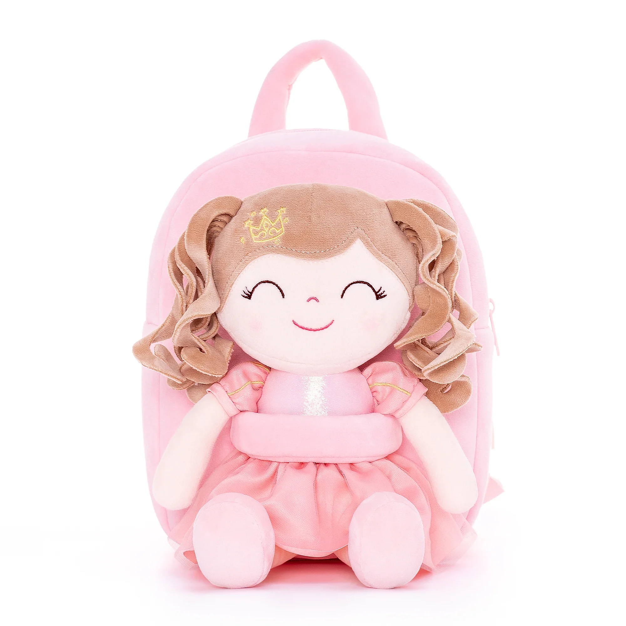 Gloveleya Backpack Plush Bag Baby Girl's BagToddler Backpacks KIds Gifts Curly Dress Doll Stuffed Rag Doll Stuffed Toys