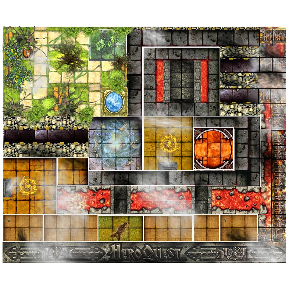 Custom Big Playmat HeroQuest with Stitched Edges (Locked Edges Big Mousepad) Natural Rubber Board Games Pad 815X650MM